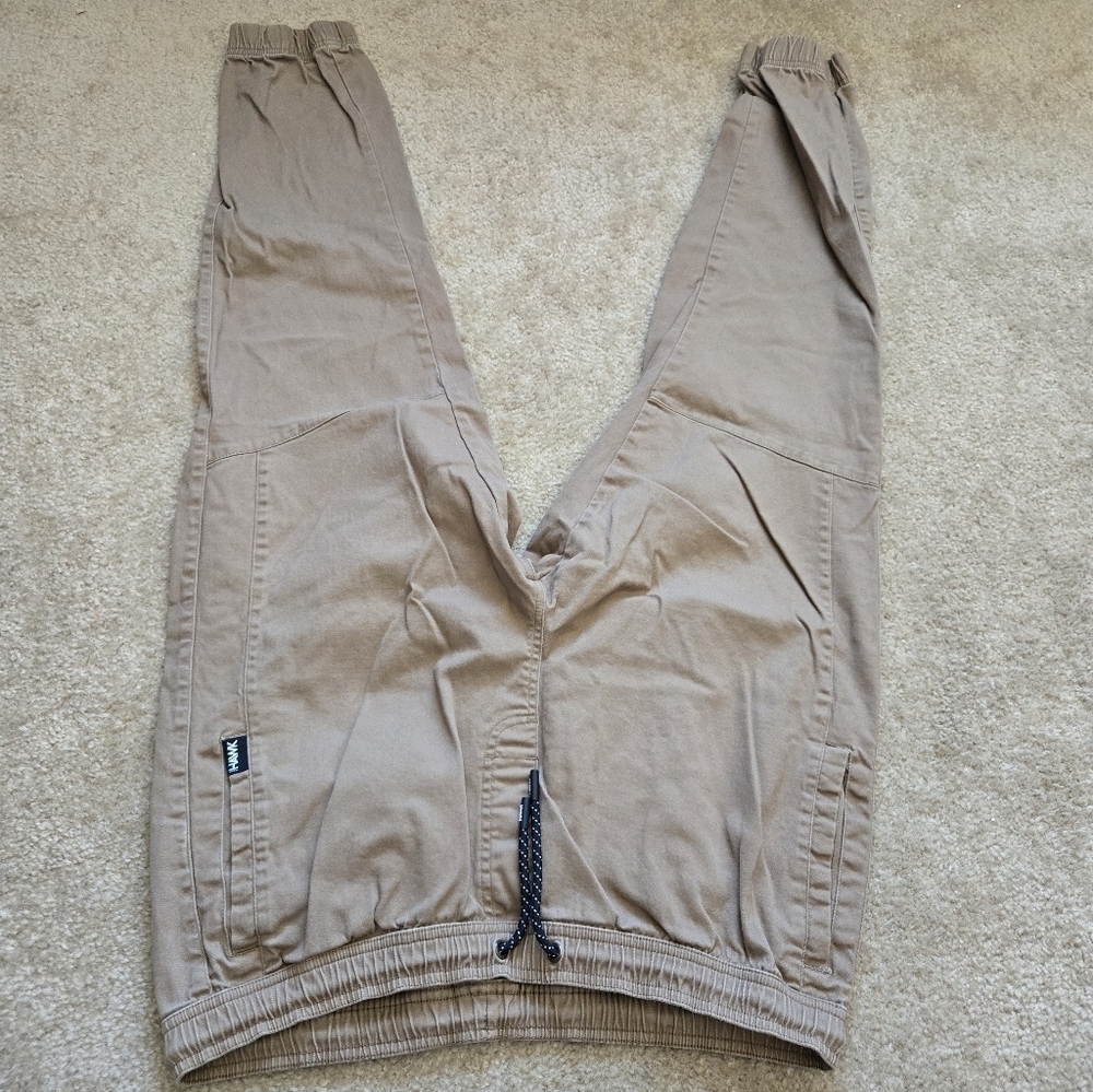 HAWK Reflex Stretch Sz L Men's Stretch Twill Jogger Khaki Cotton Spandex